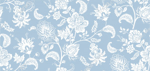 Blue and white climbing flowers pattern