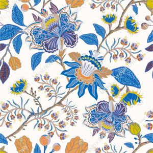 Floral pattern with blue flowers