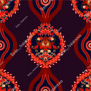 Dark blue and red vertical ethnic pattern