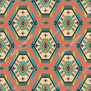 Orange and green geometric ornament