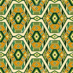 Green and yellow geometric ornament