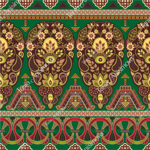 Green, yellow and brown vertical indian pattern