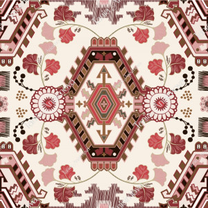 Beige, pink and brown ethnic pattern with rhombuses