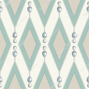 Light green geometric pattern with pearl beads