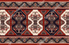 Red, beige and black seamless carpet with flowers and birds